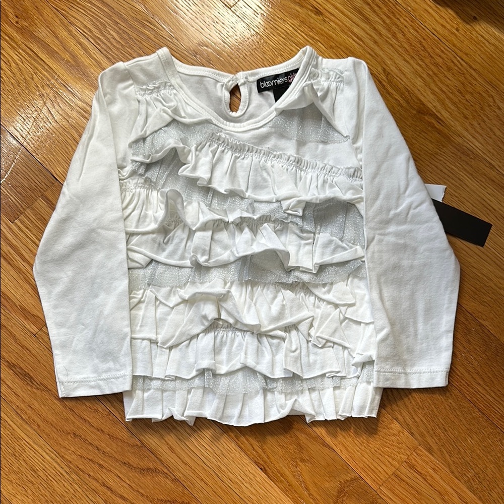 White Ruffle Kids Top